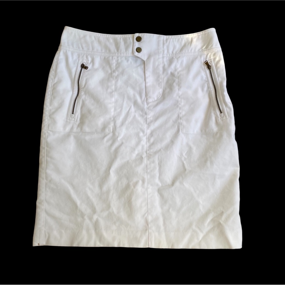 $89 Lauren Ralph Lauren White Denim Pencil Skirt Green Label Size 10 New